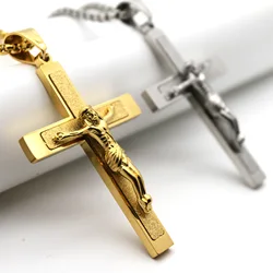 Europe and the United States cross-border titanium steel Jesus necklace necklace titanium steel cross frosted in Christ Jesus