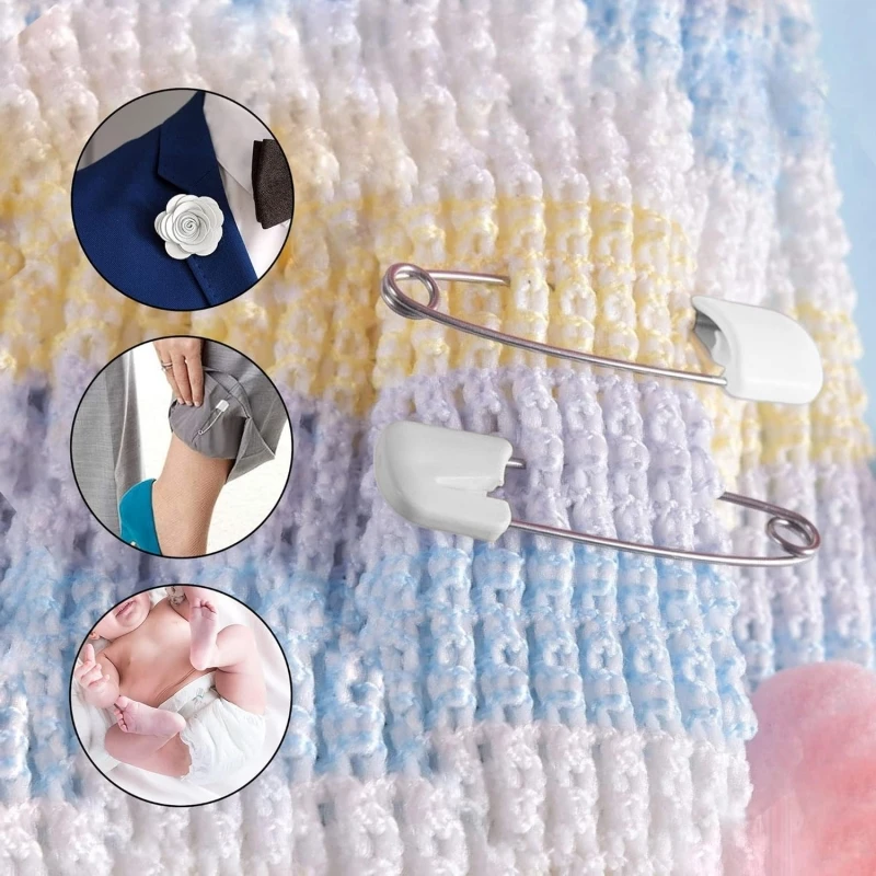 50 Stück 4/5,4 cm Edelstahl-Sicherheitsnadeln mit Kunststoffkopf für Babywindeln, zum Nähen, Quilten, Stricken, als Maschenmarkierer – Detail 4