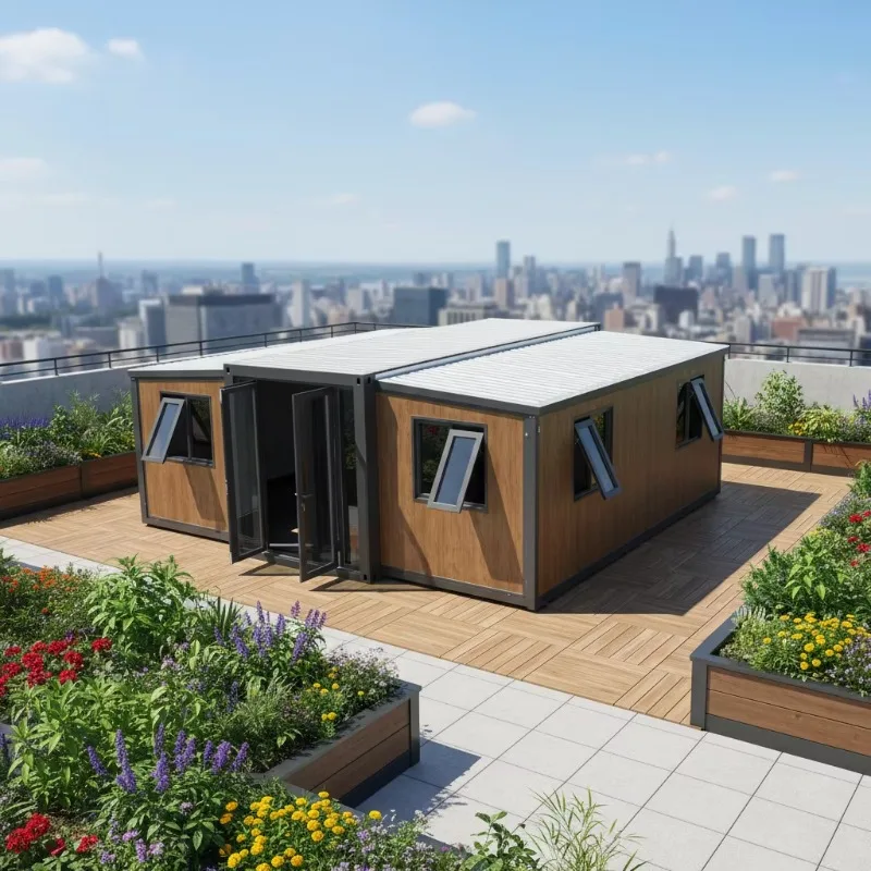 Luxury Prefab Container House Villa 20Ft 40Ft Folding Expandable Steel Container House Office Building Hotel 2 Bedroom Modern