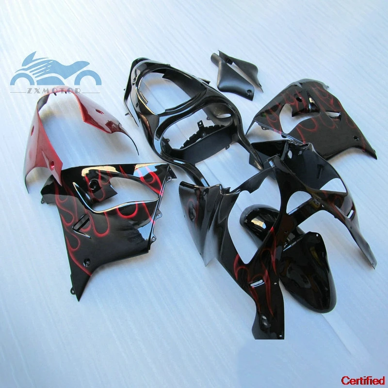 Body repair fairing kits for Kawasaki Ninja ZX9R 00 01 aftermarket fairings kit 2000 2001 ZX 9R red flames motorcycles