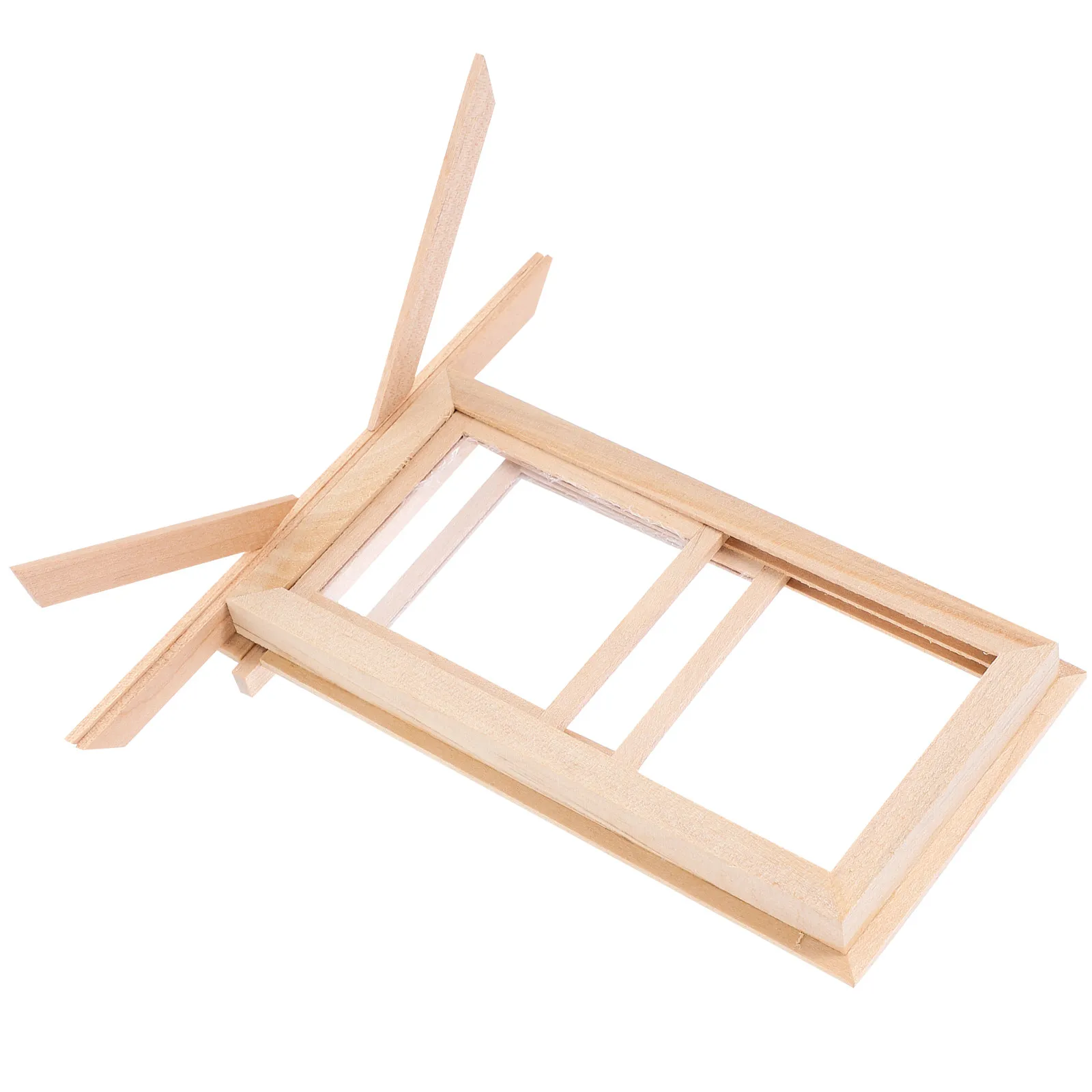 

Miniature Wooden Window Frame Unpainted Stable Material Mini House Accessories Perfect for Bedroom Living Room Decoration Photo