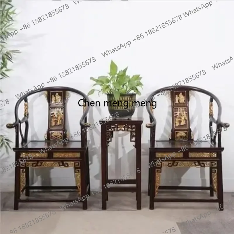 Customized New Chinese Style Antique Distressed round-Backed Armchair Royal Chair Leisure Solid Wood Armchair Palace Chair