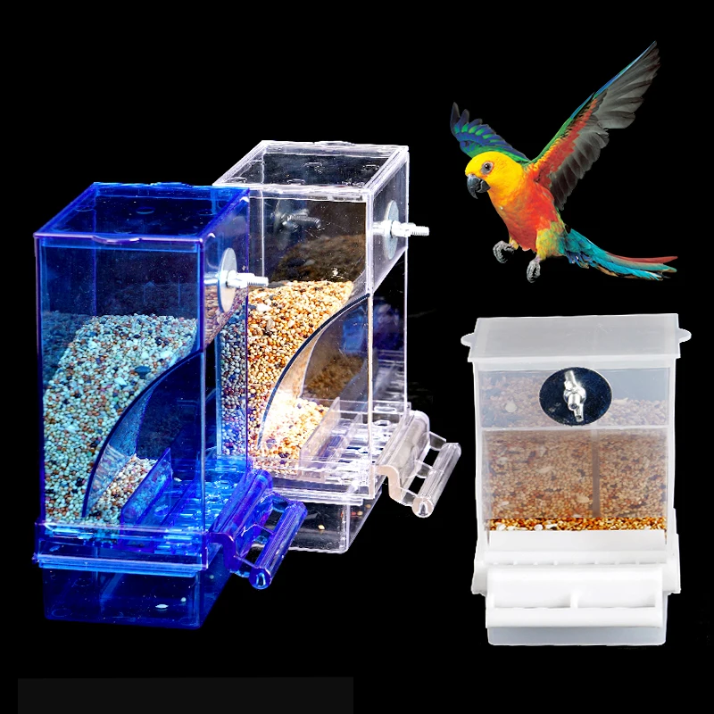 Automatic Pet Bird Parrot Feeder Splash-Proof Bird Feeder Bird Cage Accessories Bird Food Container For Parakeet Canary Finch