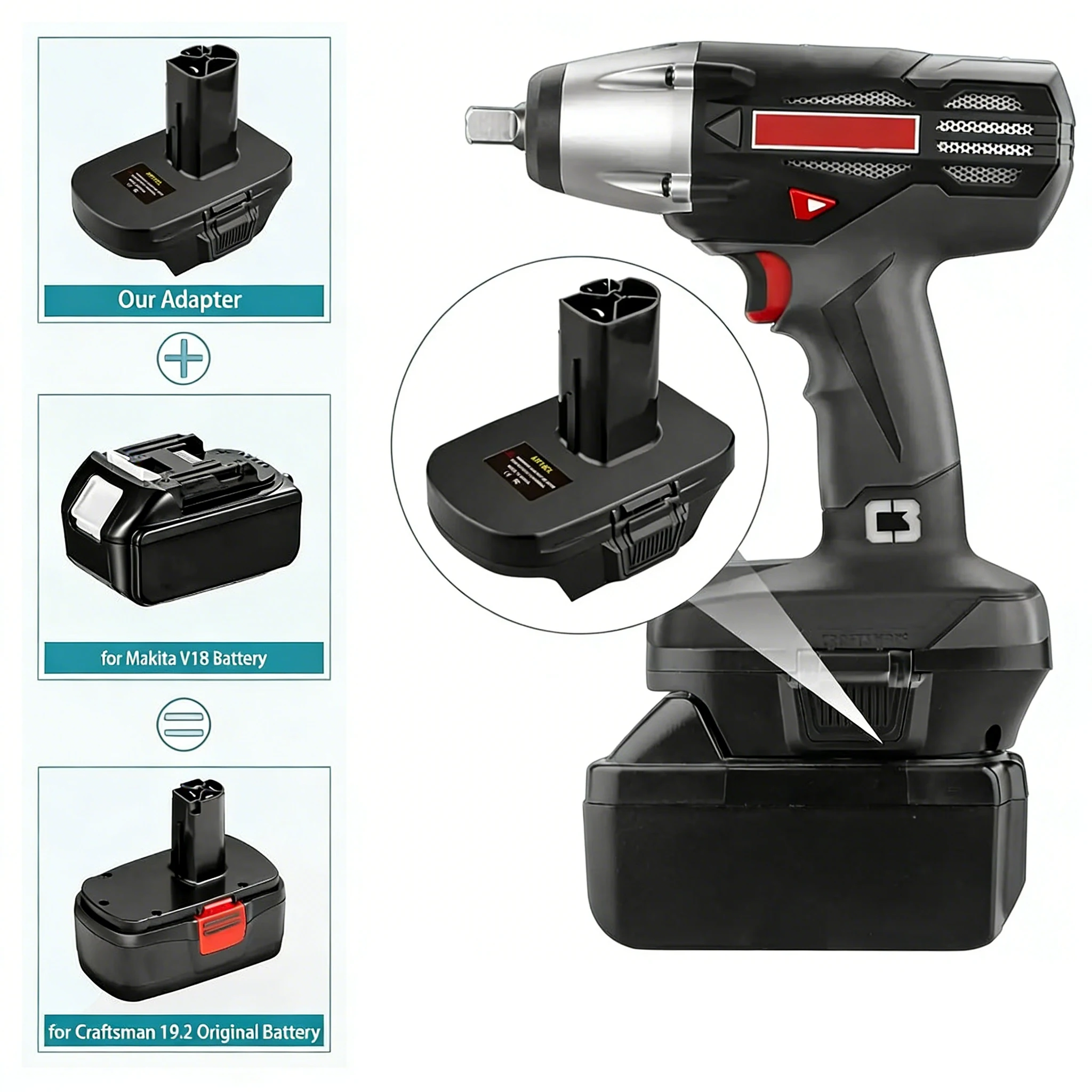 

Адаптер для аккумуляторов Makita на Craftsman MT18GL: преобразует литий-ионные аккумуляторы Makita 18В в инструменты Craftsman 19.2В.