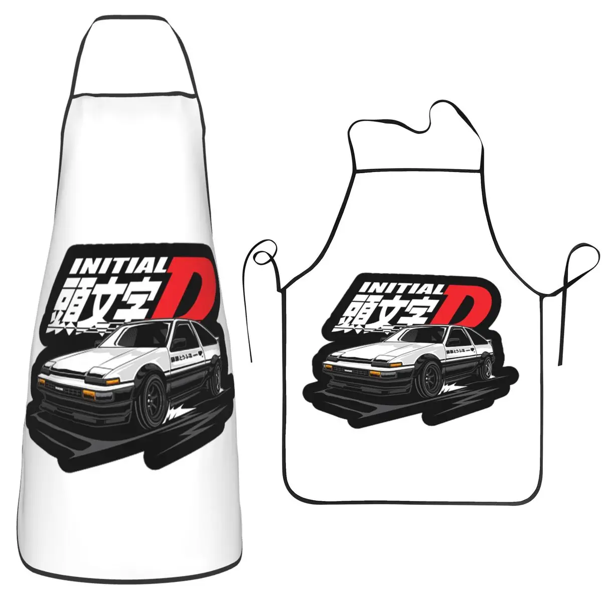 Anime Drift AE86 Initial D Aprons Chef Cooking Tablier Waterproof Bib Kitchen Cleaning Pinafore for Women Men Gardening