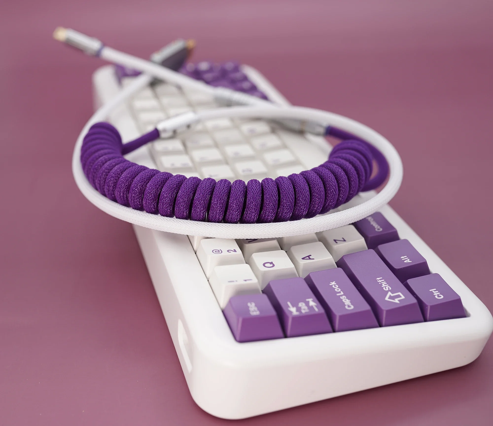 GeekCable Handmade Mechanical Keyboard Data Cable For GMK Theme SP Keycap Theme Line Purple Milk Colorway Multiple Plug Type