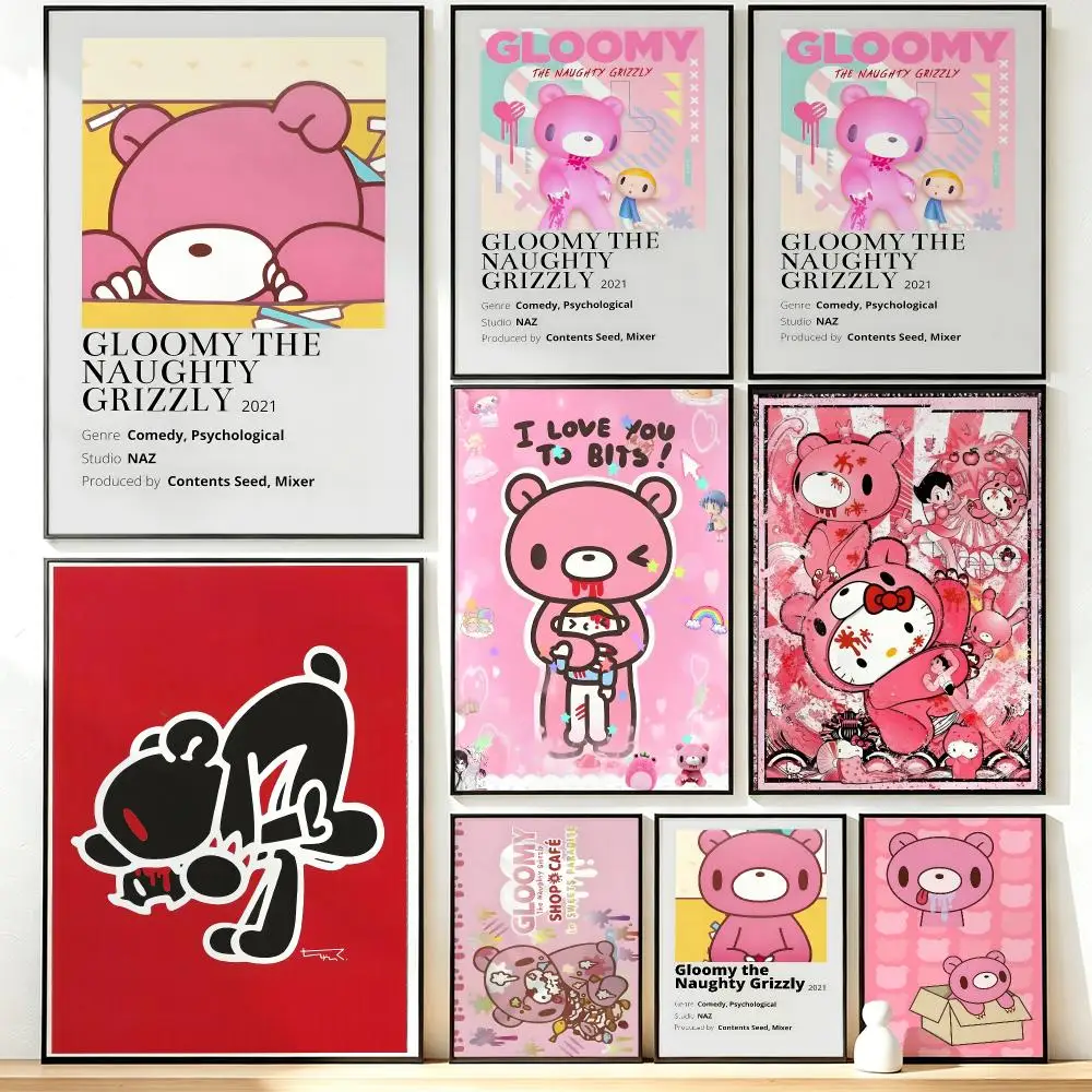 Wall Art Poster Trendy animation Gloomy Bear Poster for Office Home Decor Interior Large Wall Picture Print