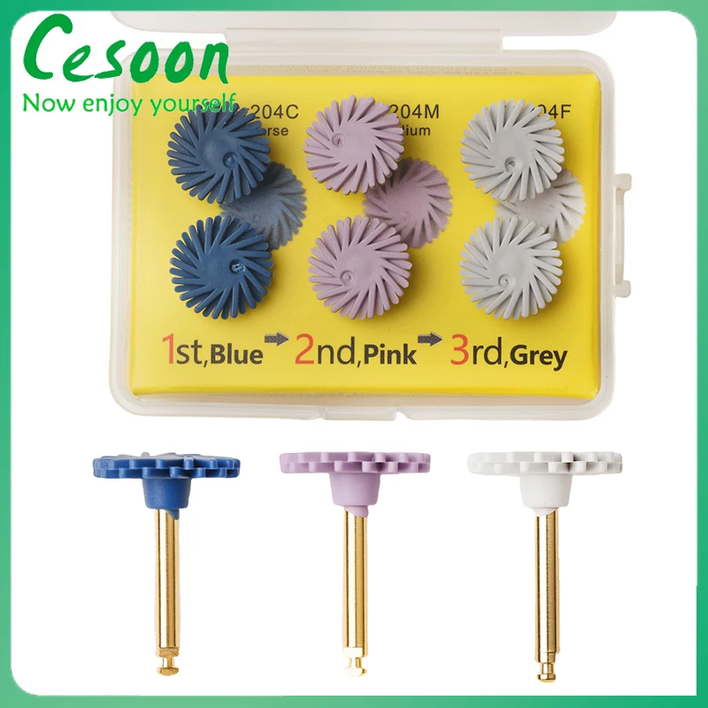 

6 шт., полировщик для резины, композитная смола, полировка алмазной системы, RA, набор для полировки дисков, спиральная гибкая щетка, стоматологический инструмент