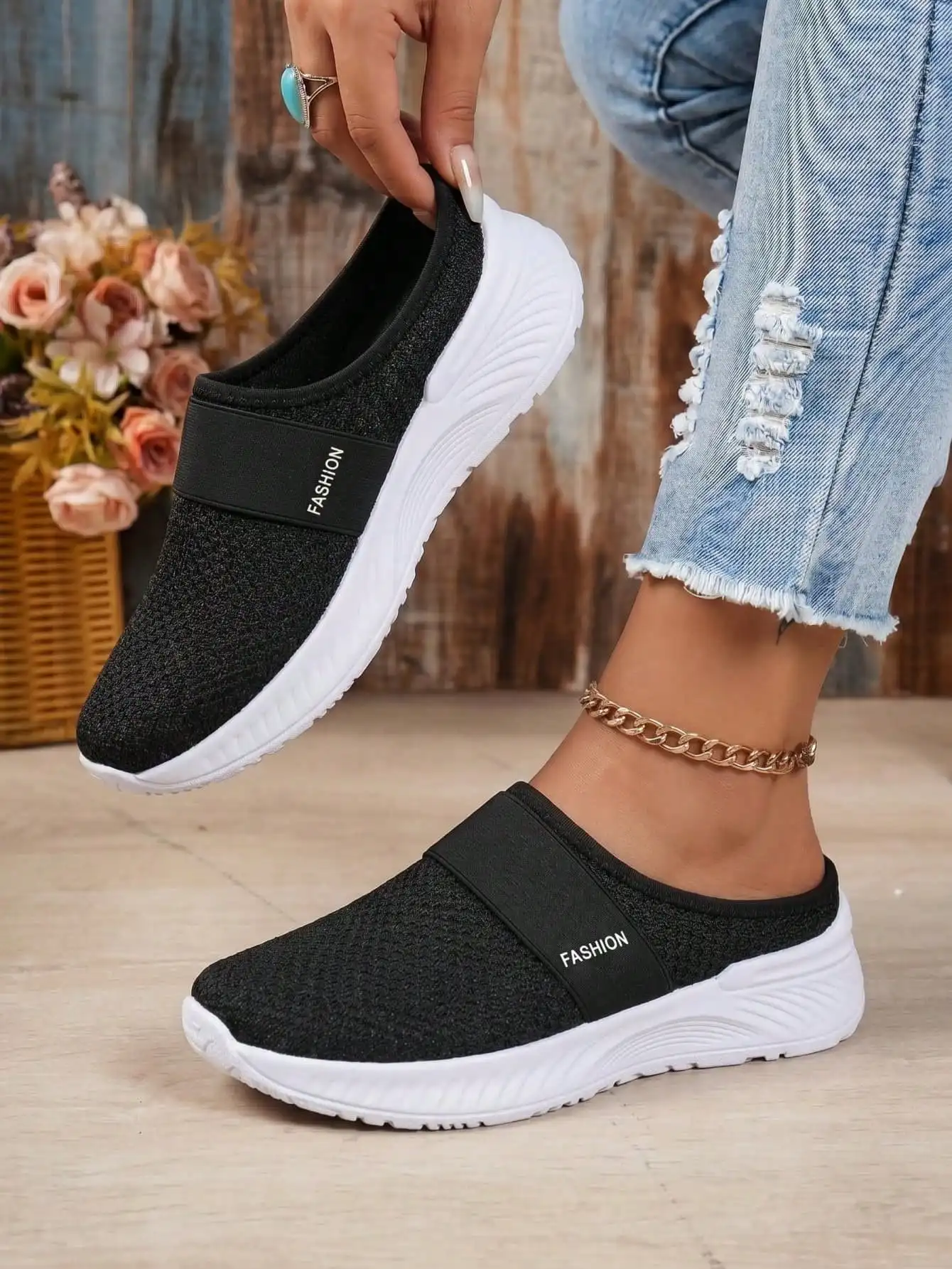 Women's Orthopedic Comfort Slip-On Sneakers - Arch Support With Skin-Friendly Foam, Breathable Knitted Fabric, All-Day Lightweight Walking Shoes,