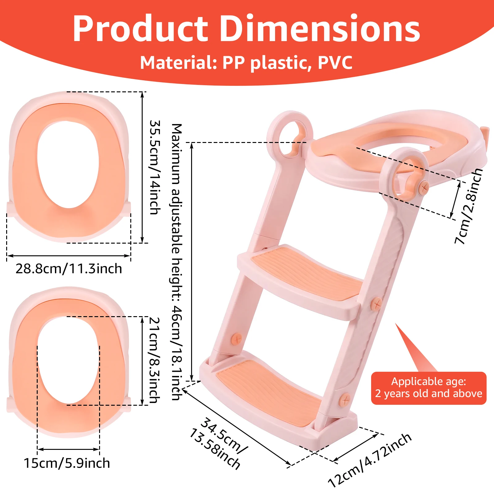 Portable Children's Toilet Seat Stairway Adjustable Step Stool Potty Training Seat Foldable Foot Stool Toilet Seat Assisted Tool