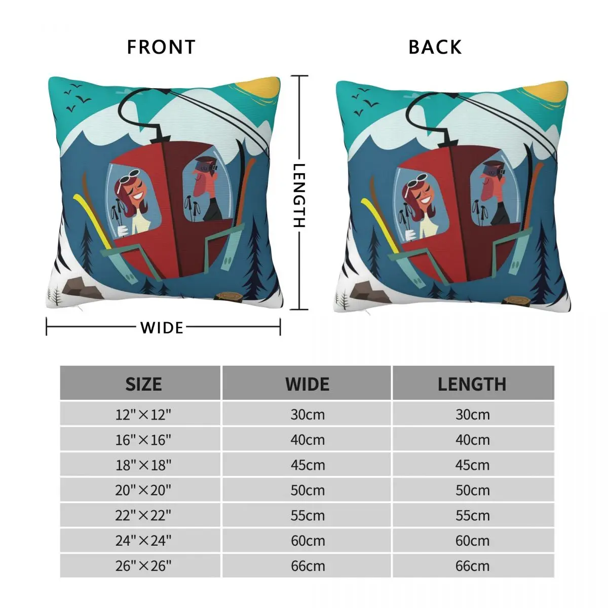 Les Arc Ski Resort Pillowcase Polyester Linen Velvet Creative Zip Decor Pillow Case Bed Cushion Cover