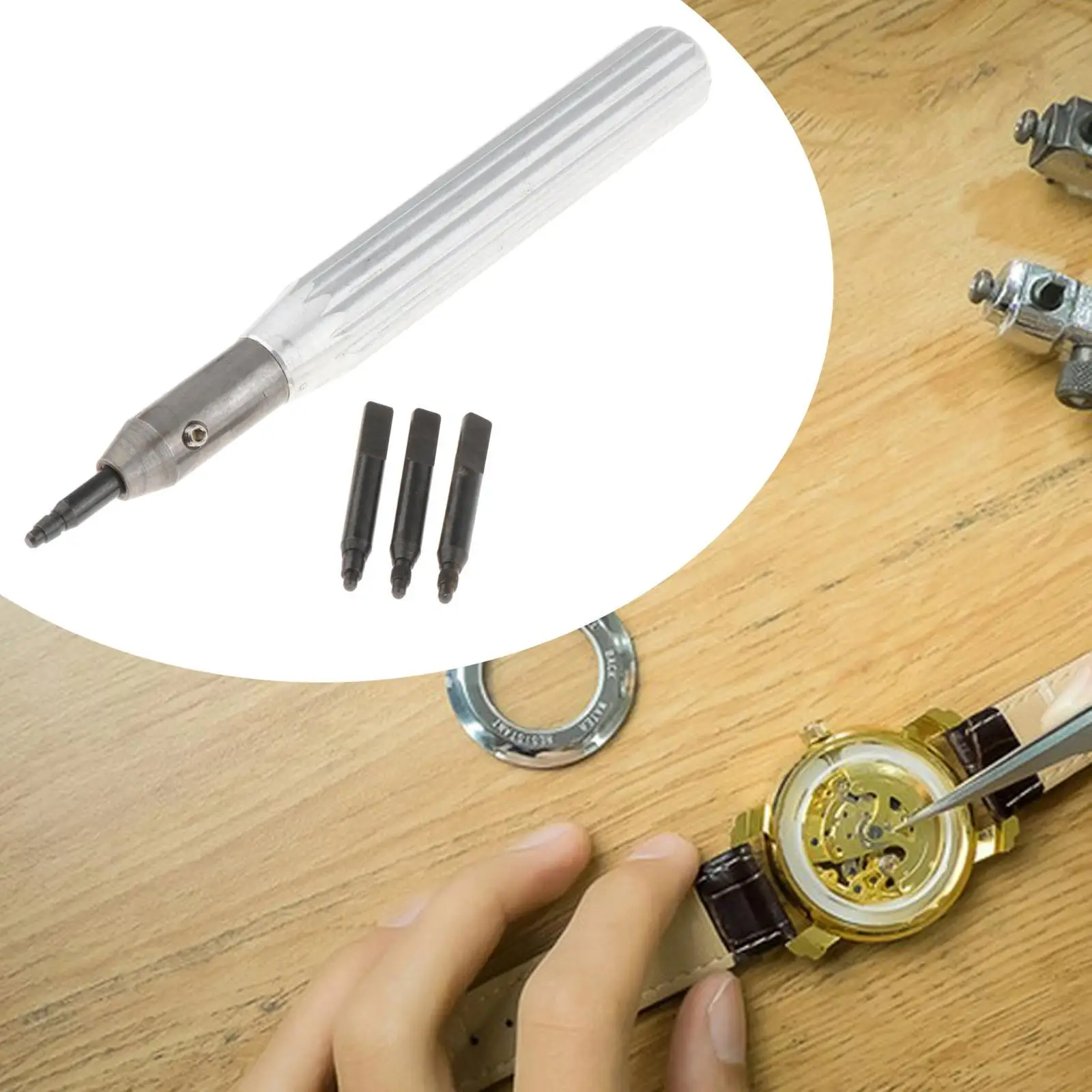 Watch Crown Tube Remover Tools with 4 Interchangeable Heads Fitting Tools