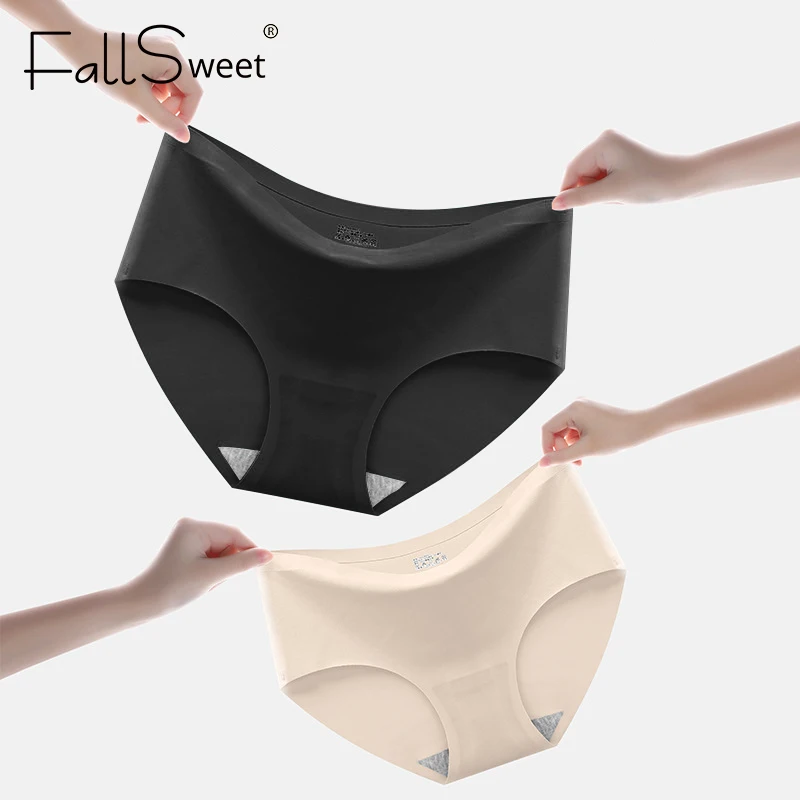 FallSweet 5PCS/Set Plus Size Seamless Panties for Women Silk Satin Breathable Comfortable Briefs Lingerie Hot Sale Underwear