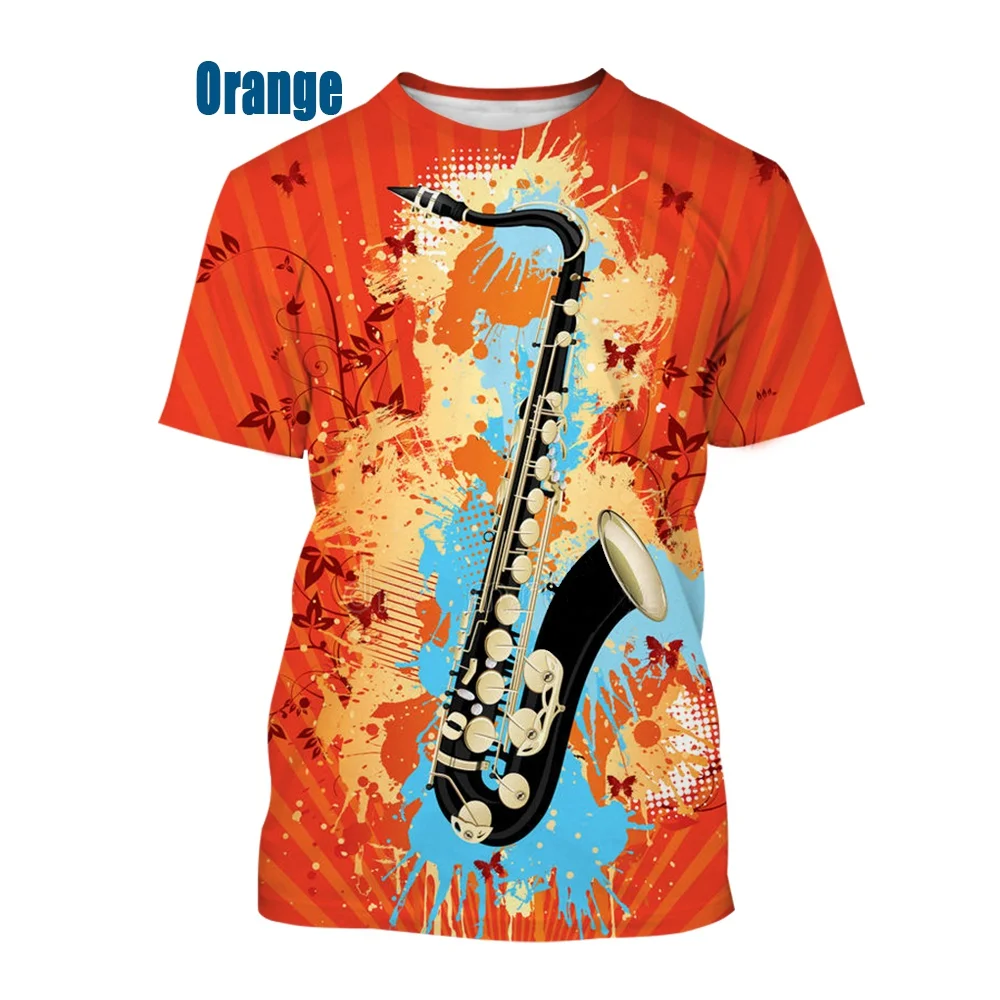 Men Women 3d Saxophone T Shirt Hip Hop Music 3d Printed Short Sleeve Summer Tops