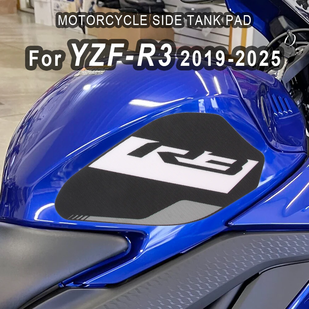 For Yamaha YZF-R3 YZF R3 2019-2025 Motorcycle Side Tank Pad Protector Anti-slip Knee Grips Decals Motorbike Stickers Accessories