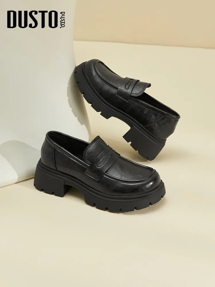 

DUSTO Bla Thi Heel Flats Women's oes 2026 New Spring Briti Sle Versatile Heightening JK Small Leather oes