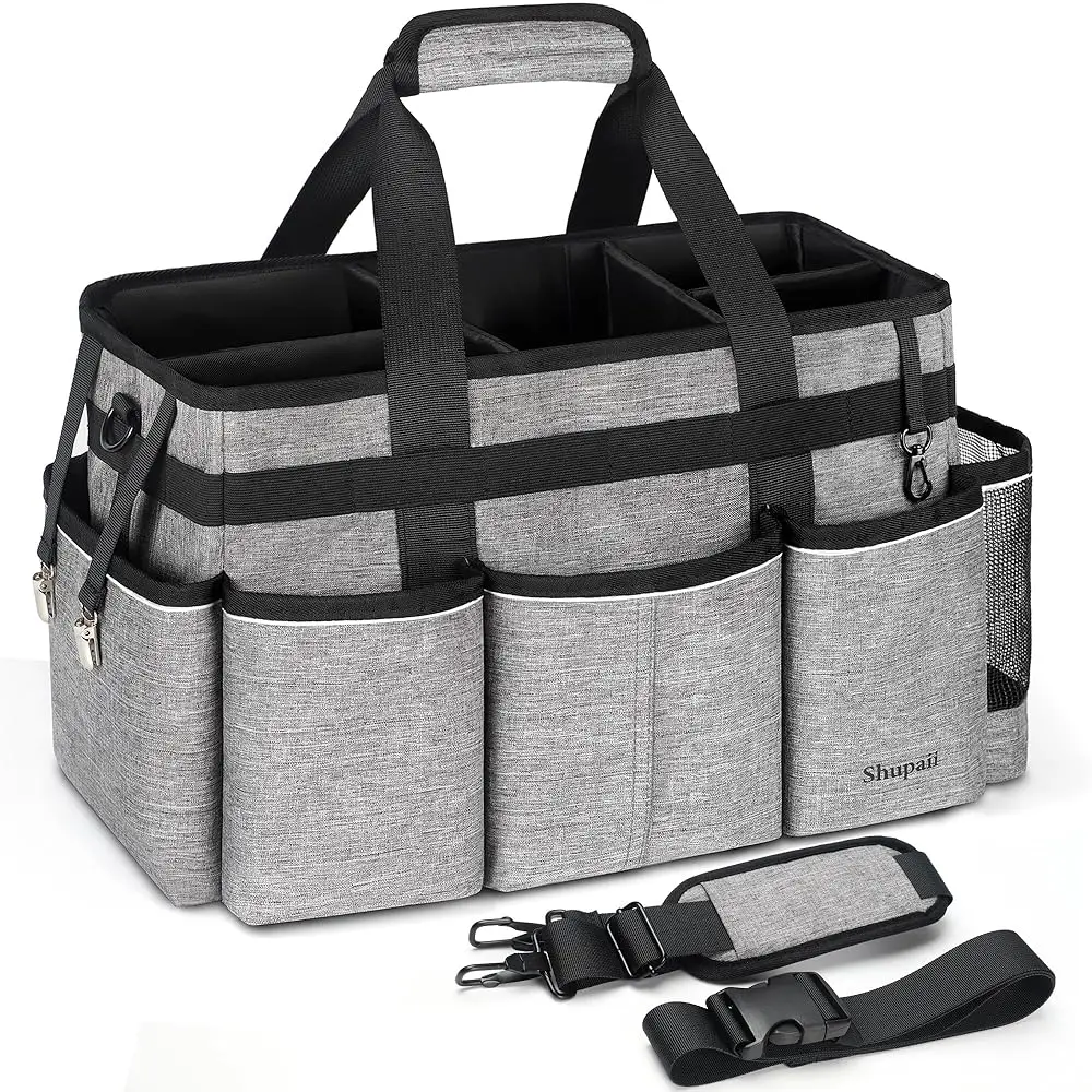 

Large Wearable Cleaning Caddy Bag, Cleaning Caddy Supplies Organizer With Handles For Cleaners & Housekeeper, Under Sink & Car