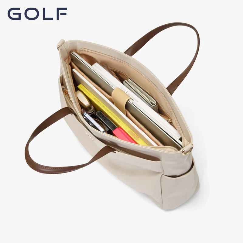 GOLF Handbag Women Laptop Shoulder Bag 14 15 Inch Notebook Solid Hand Bag Ladies Work Nylon Waterproof Office Briefcases Black