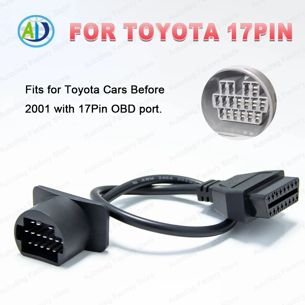 

17Pin OBD Diagnostic Cable For Toyota Car Before 2001 OBDII Diagnostic Adapter 17Pin OBD1 to 16Pin OBD2 Adapter Cable for Toyota