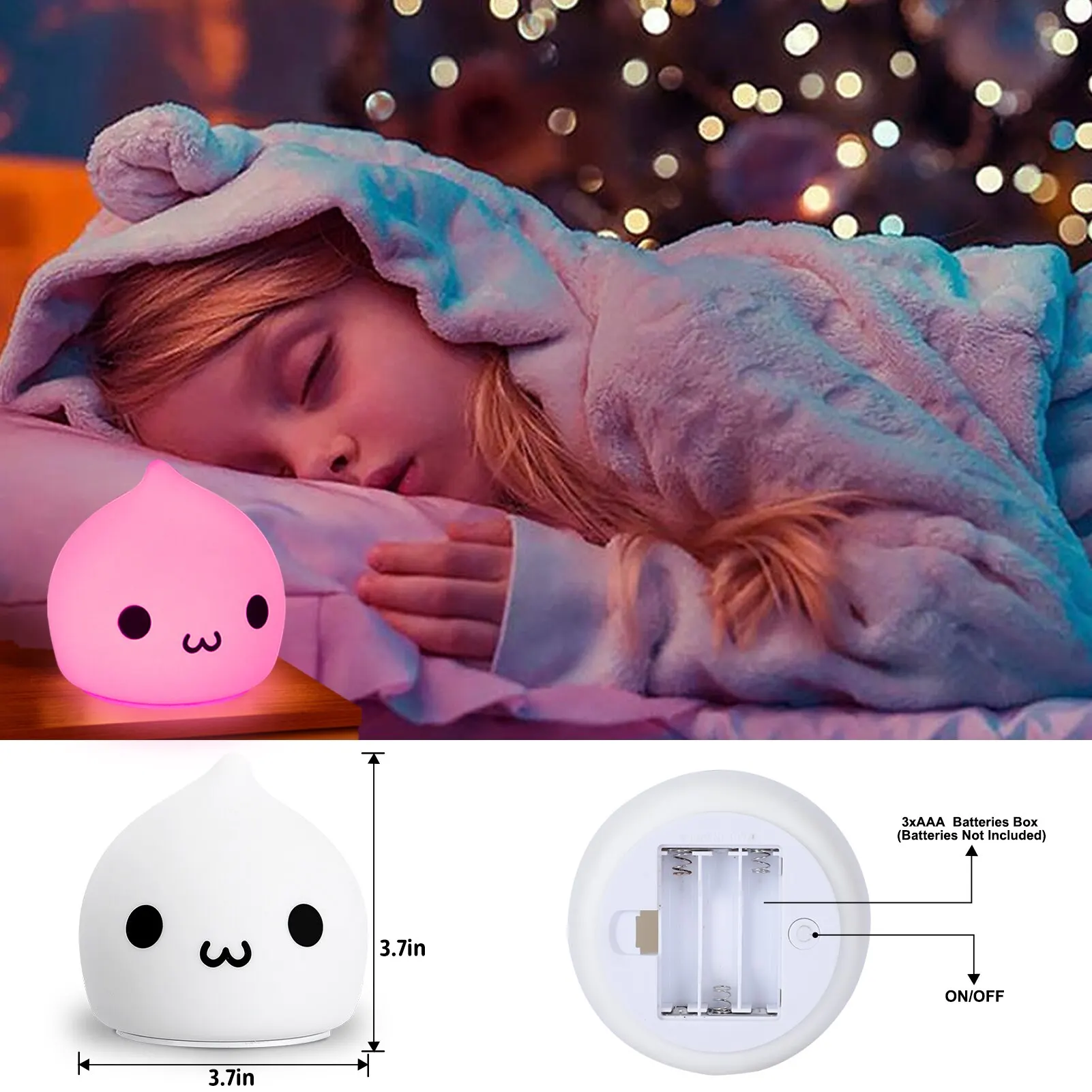 Mini Cute Water Drops Baby Stupid and Cute 7-color Touch Control Eye Care Bedroom Bedside Pat Night Light Kawaii Children\'s Gift