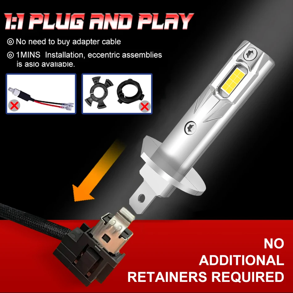 H1 LED Headlights Bulbs for Car CANBUS Fog Lights 5000W 5000000LM Mini Auto HeadLamp CSP Chips High Power 12V/24V +800% Bright