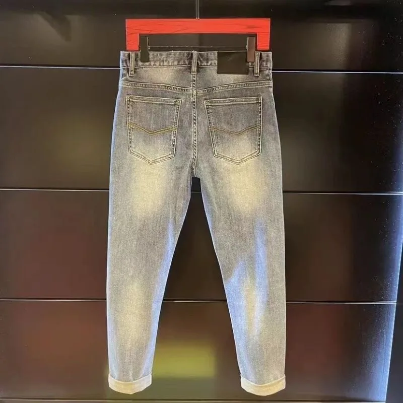 Jeans élastiques College bleus pour hommes, pantalons décontractés minces, confortables, grande taille, haute qualité, nouvelle tendance de la mode, printemps et automne 2023