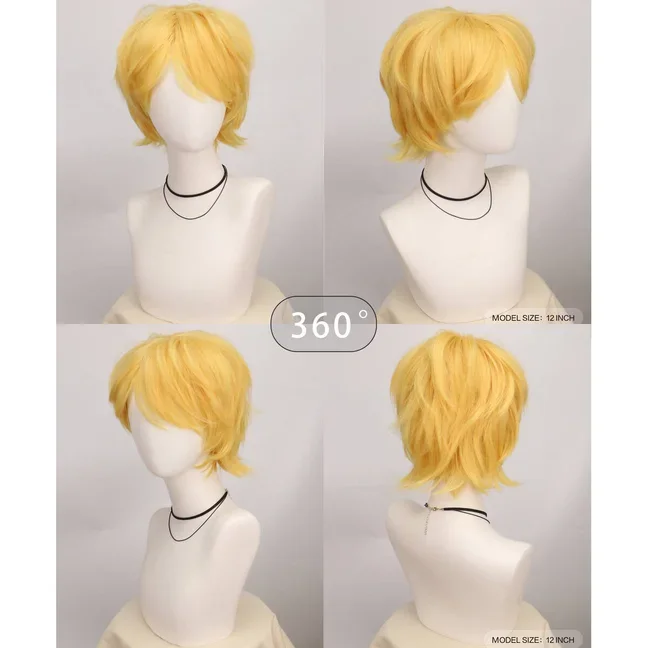 QQXCAIW Синтетический парик для косплея Красный Блондин Черный Розовый Волосы Короткий многослойный парик Высокотемпературное волокно Парики для мужчин и женщин Парик для вечеринок