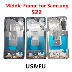 S 22 For Samsung Galaxy S22 S901 Middle Frame Housing Board LCD Faceplate Bezel Replace Repair Spare Parts + Side Buttons US EU