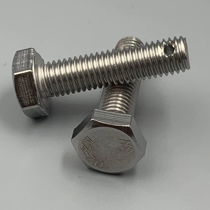 M8 M10 M12 M14 M16*60mm 70mm 80mm 90mm 100mm Length 304 Stainless Steel Screw GB31.1 Hexagon Bolt With Split Pin Hole On Shank