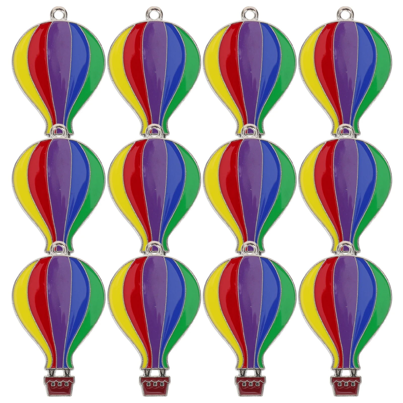 

12 Pcs Hot Air Balloon Pendant Small Bag Key Chain Jewelry Metal Inflatable Decor Ornament Charm