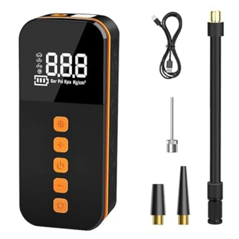 ABGR-مضخة إطارات السيارة الذكية-المحمولة شاشة ديجيتال الإضاءة مضخة إطارات السيارة للمركبات والدراجات النارية والدراجات