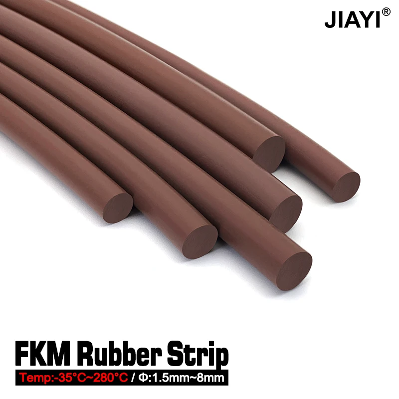 2/3/5Meter Solid Rubber Strip Brown Fluorine Sealing Round Strips Not Foaming Oil Resistance O-ring Rope Dia1.5/1.8/2/2.5/3~8mm