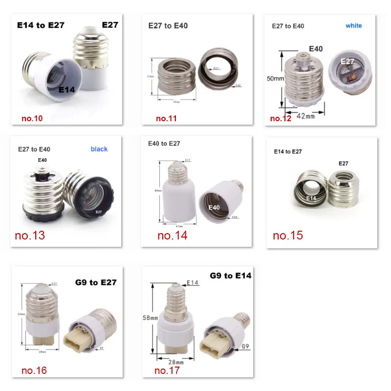 Lamp Base E27 GU10 G9 E12 B22 MR16 to E27 E40 E14 LED light Bulb Holder Converter AC base power Socket Adapter lampholder