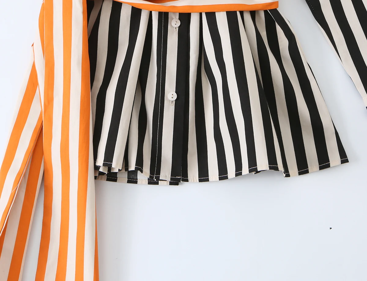KONDALA Vintage Gestreiftes Elegantes Büro-Damenhemd Mode 2026 Herbst Orange Schleifen Luxuriöses Hemd Schicke Streetwear-Blusen – Detail 12