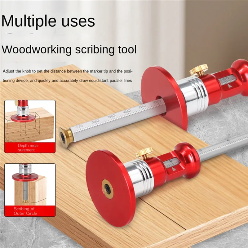 M12K-Precision Linear Arc Wheel Marking Gauge Center Finder Ruler Compass Dual-Purpose Scriber Woodworking Tool