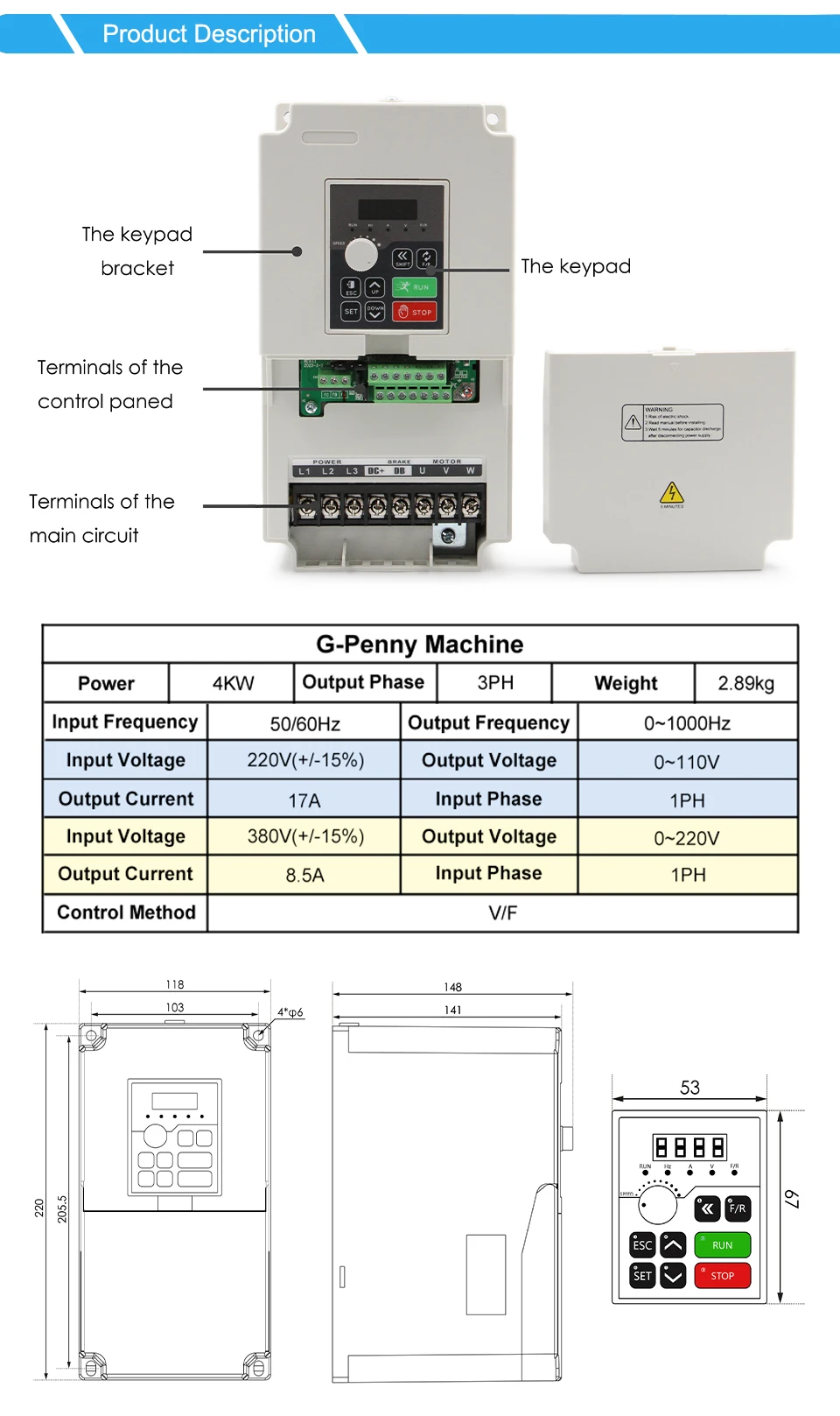 G-Penny 3,2 kW wassergekühlte Spindel-Kits 100 mm ER20 4 Stück Keramik-Kugellager 220 V/380 V 1,27 Nm & 4 kW VFD & 100 mm Halter & Pumpe – Detail 9