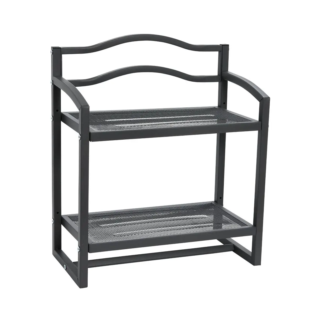 

2 Tier Metal Wall Mount Bathroom Storage Rack Gray: Wall Storage Basket & Bathroom