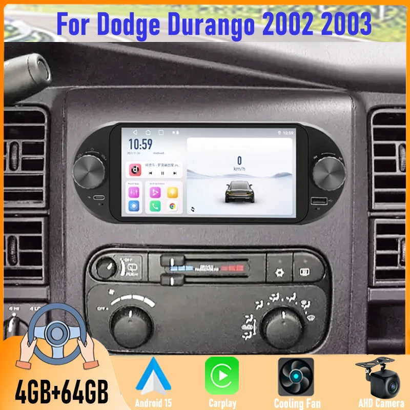 

6.8'' 4+64GB For Dodge Durango 2002 2003 Car Radio Android 15 Wireless Apple CarPlay Android Auto GPS BT WiFi Reversing Camera