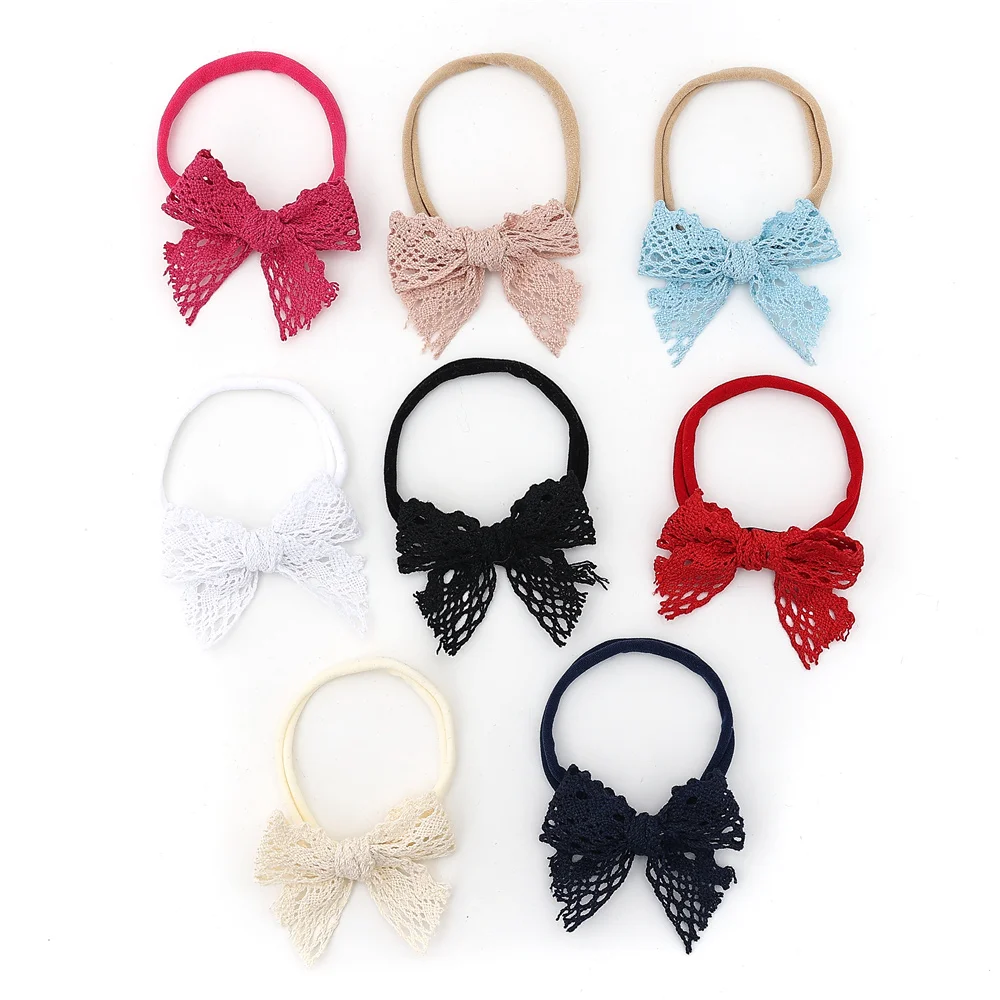 Lace Trim Pleated Hairband Lace bow Knot Hair Clip Elastic Hairband Women\'s Stylish Hair Accessories