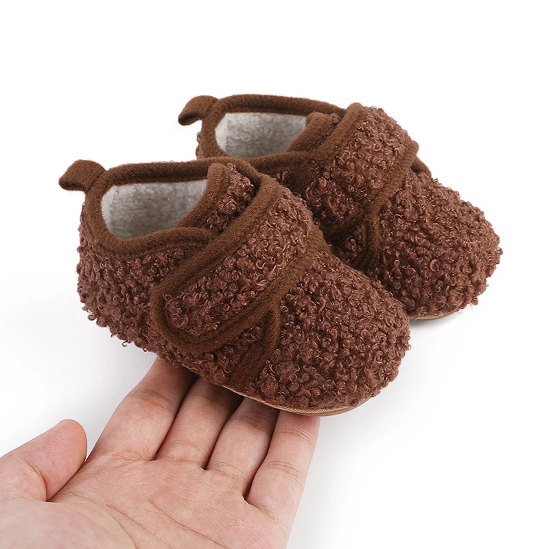 Autumn Winter Warm Baby Boots Infant Plush Soft Wool First Walkers Plush Thickened Shoes Newborn Anti-slip Footwear