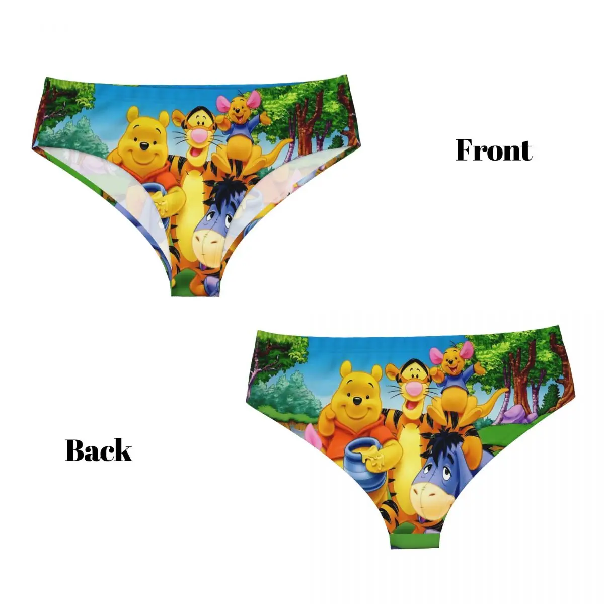 Bragas personalizadas de Winnie The Pooh Friends, ropa interior cómoda para mujer, bragas cómicas elásticas