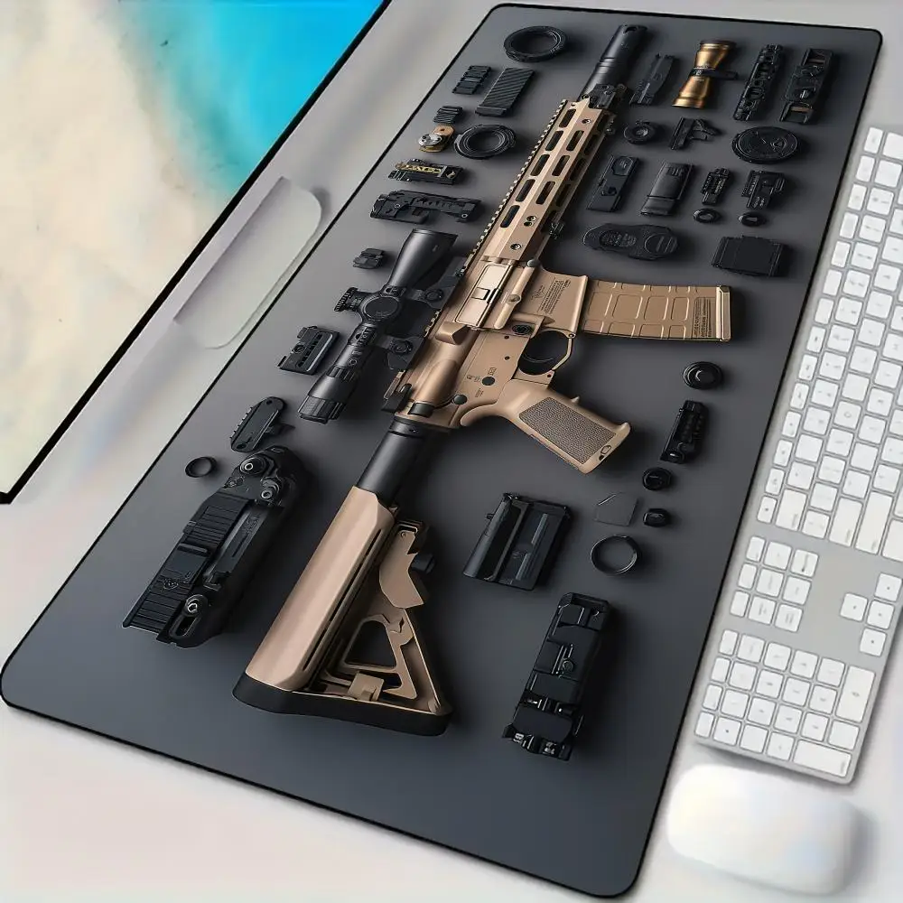 

Gun texture Mouse Pad Desk mat with stitched edges Natural rubber base pc accessories Gaming mat maus pad Desktop decoration rug
