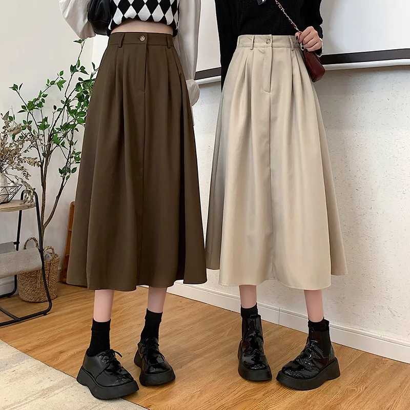 

Retro Skirt Women's Korean Version Medium And Long Skirt Popular Swinging A-shaped Skirt