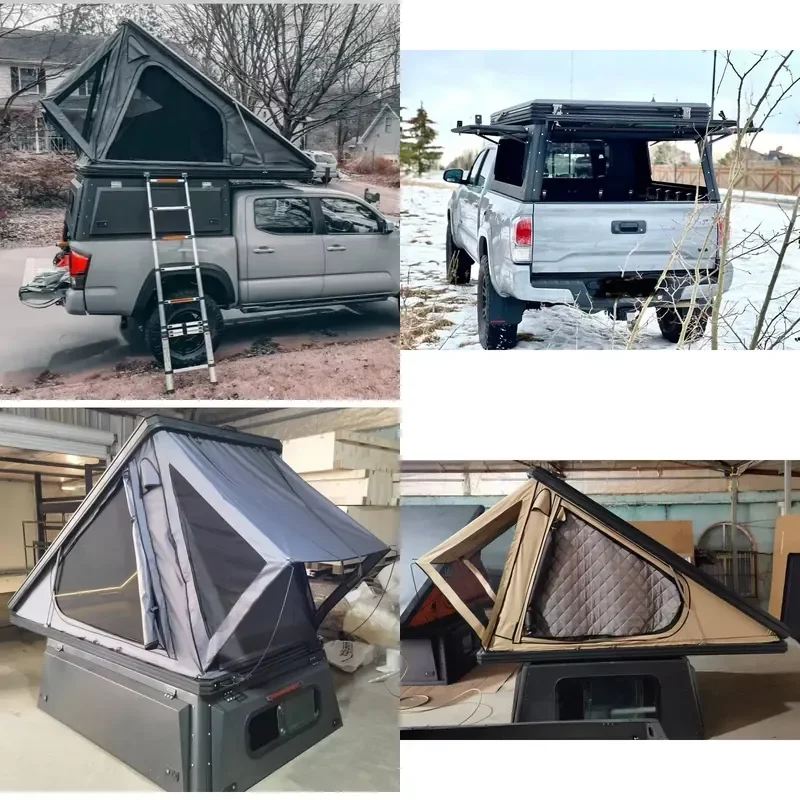 Lightweight Mid-Size Truck Camper Pick-Up Canopy Wedge Camper with Bed Cap Tent for Camping Travel Trailers