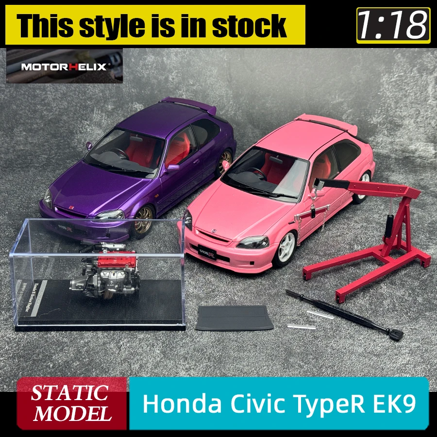 Motorhelix MH 1:18 para Honda Civic TypeR EK9 modelo de coche deportivo modelo estático regalo de cumpleaños