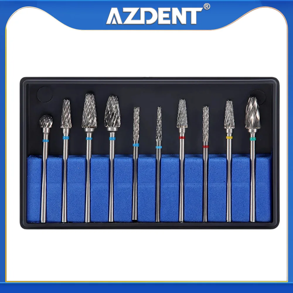 1Box DENTAL Carbide Drills Kit Popular Dentistry Tool HP 2.35mm 135℃ Autoclavable for Universal Grinding/Removing/Polishing