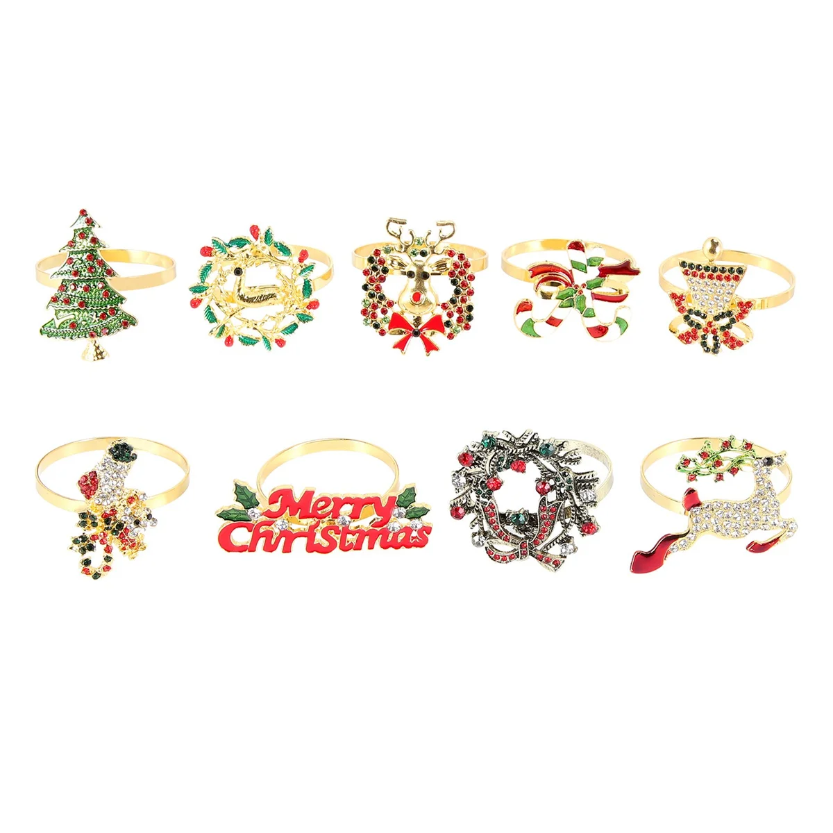 

9 Pieces Christmas Napkin Rings Set Metal Christmas Napkin Holder Christmas Tree Napkin Ring Decor