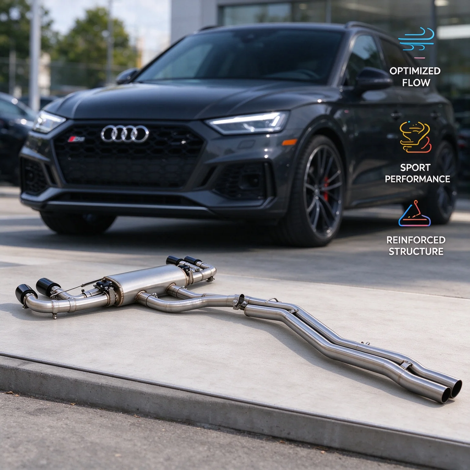 Stainless Steel Valve Exhaust for Audi SQ5 B9 B9.5 3.0T 2019-2024 Performance Muffler Remote Control Valve Electronic Exhaust