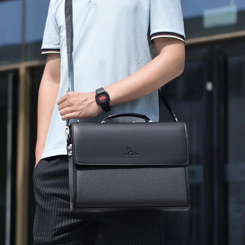 Business PU Leather Men's Briefcase Luxury Flip Man Handbag High Quality Laptop Bag Office Male Shoulder Crossbody Bag