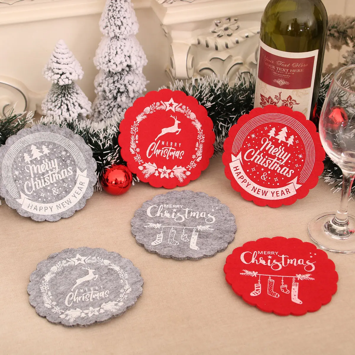 New Felt Cloth Wine Cup Mat Tea Cup Mat Hotel Restaurant Home Decoration Supplies